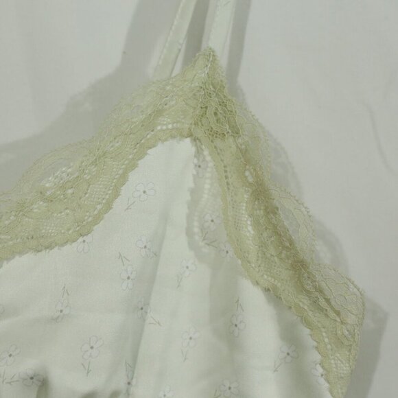 Vintage Satin Cami Top | White w/ Lace Trim | Stretch Fit small - Picture 6 of 9